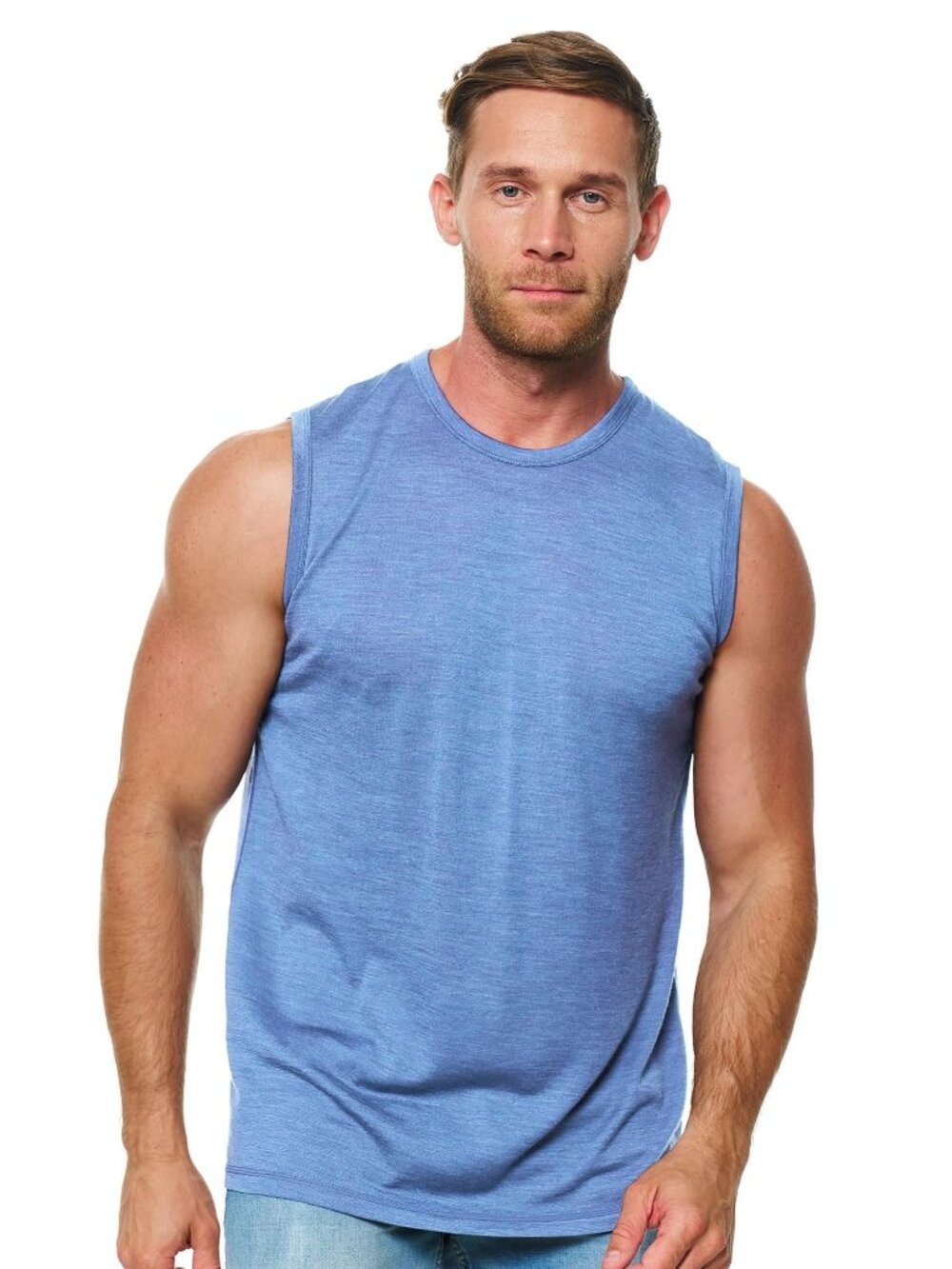 Merino.tech Men’s Merino Wool Tank Top - Lightweight Base Layer (Deep Blue)